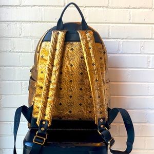 Mcm metallic gold backpack- Authentic